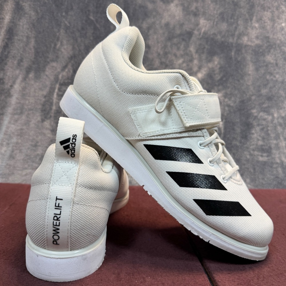 Adidas Powerlift 5 Mens White Athletic Weightlifting Shoes Size 8 Gym Training